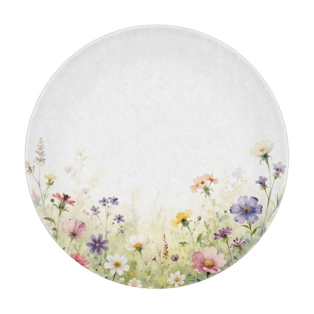 Akvarell Vildblomma Äng Pastell Blommig Kant (Framsidan)