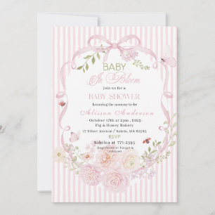 Akvarell Vildblomma Baby i Bloom Baby shower Inbjudningar
