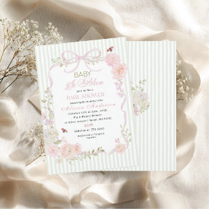 Akvarell Vildblomma Bebis i Knopp Baby shower Inbjudningar