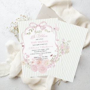 Akvarell Vildblomma Bebis i Knopp Baby shower Inbjudningar