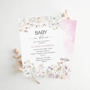 Akvarell Vildblomma Bebis i Knopp Baby shower Inbjudningar