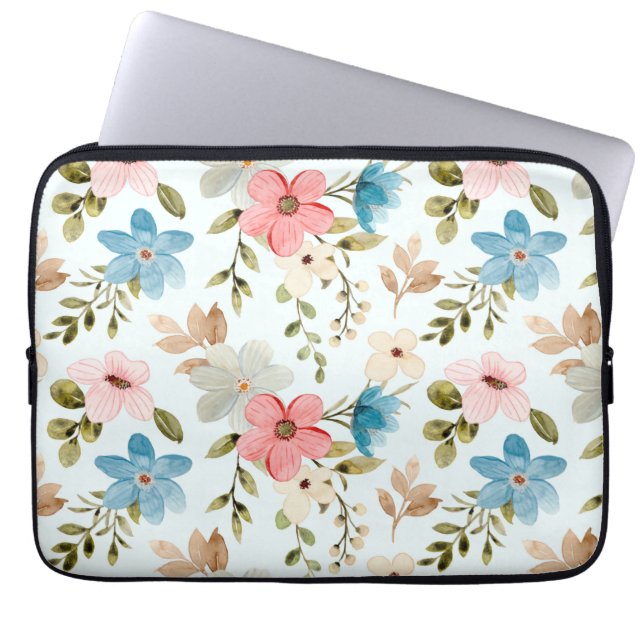 Akvarell Vildblomma Blommönster Laptop Fodral (Framsidan)