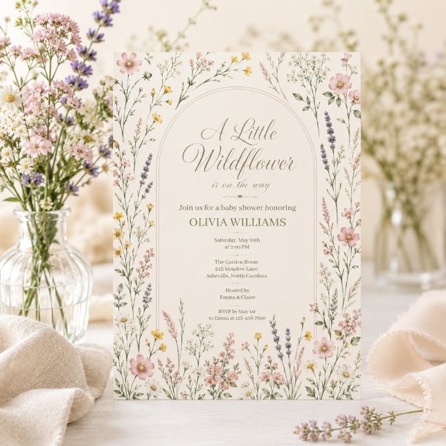 Akvarell Vildblomma Boho Barnkalas Inbjudningar (Skapare uppladdad)