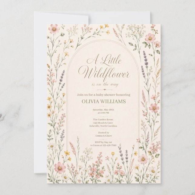 Akvarell Vildblomma Boho Barnkalas Inbjudningar (Framsida)