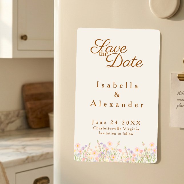 Akvarell Vildblomma botanisk pastell nederdel flöd Magnetisk Inbjudningskort (Skapare uppladdad)