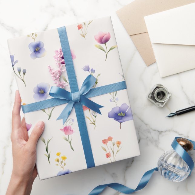 Akvarell Vildblomma Botaniskt Inpackningspapper Presentpapper (Gifting)