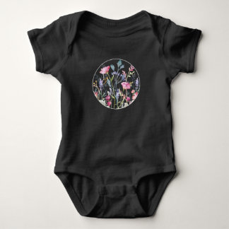 Akvarell Vildblomma Cirkel Baby Fin Jersey Kroppsd T Shirt