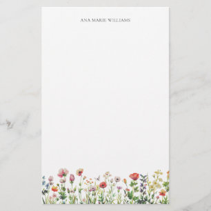 Akvarell Vildblomma Elegant Brevpapper