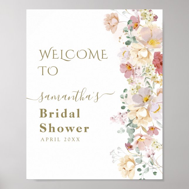 Akvarell Vildblomma Lila Bröllopsfest Poster (Framsidan)