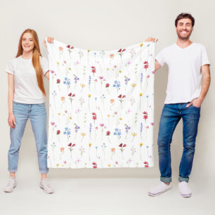 Akvarell Vildblomma Minimalistisk Boho Stuga Fleecefilt