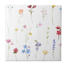 Akvarell Vildblomma Minimalistiskt Mönster Stuga