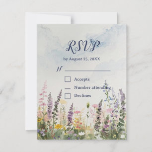 Akvarell Vildblomma QR-kod Rustik Boho OSA Kort