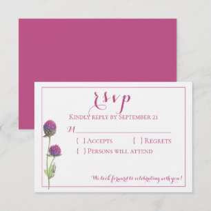 Akvarell Vildblomma Rosa Blommig Bröllop RSVP Inbjudningar