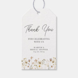 Akvarell Vildblomma Tack Presentetikett