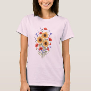 Akvarell Vildblomma Trädgård T-Shirt