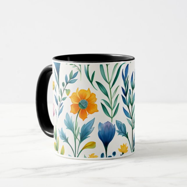 Akvarell Vildblomma Trädgårdsmugg Mugg (Framsida vänster)