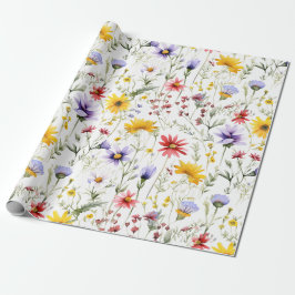Akvarell Vildblomma Vårträdgård Blomma Presentpapper