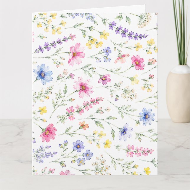 Akvarell Vildblomma Viket Brevkort Kort (Framsida)