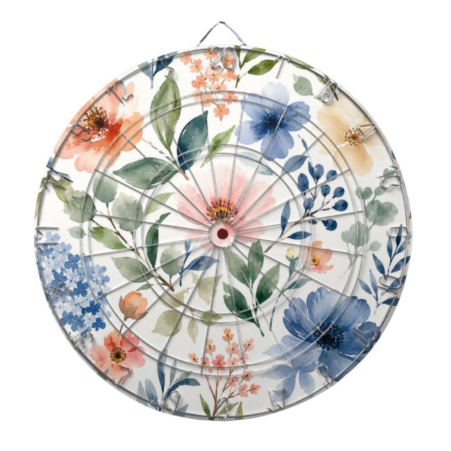 Akvarell Vildblommamönster Modern Botanik Darttavla (Framsidan)