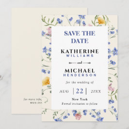 Akvarell vildblommor äng Bröllop  Spara Datumet