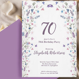 Akvarell Vildblommor Kvinnas 70-årsdag Inbjudningar