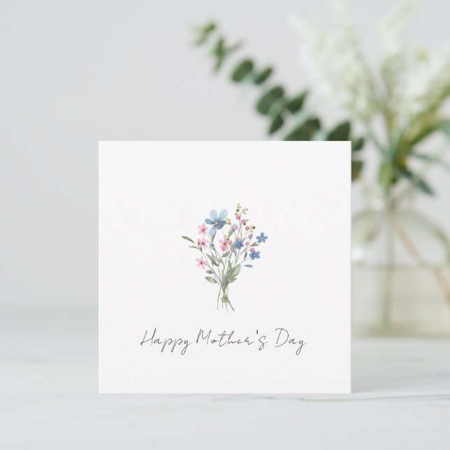 Akvarell Vildblommor Mors Dag Julkort (Stående Fram)