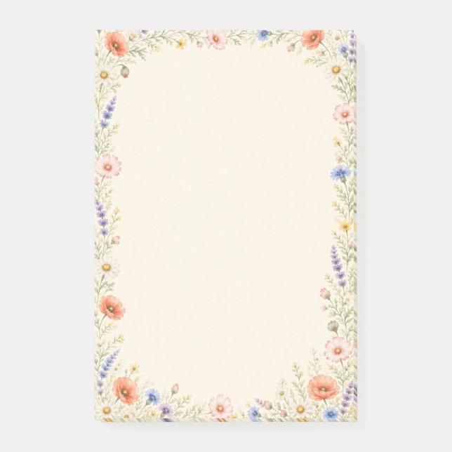 Akvarell Vildblommor Trädgård Blommor  Post-it Block (Framsida)