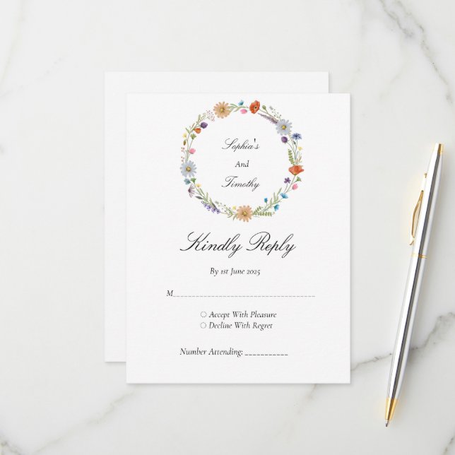 Akvarell Vildbloms Krans OSA Kort (Fram/Back In Situ)