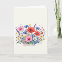 Akvarell Vildblomsäng Bouquet Blommig Konst