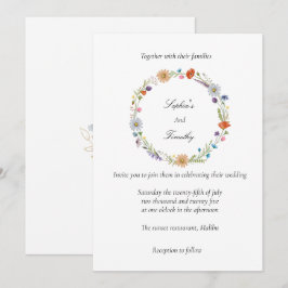 Akvarell vildblomskrans bröllop inbjudningar
