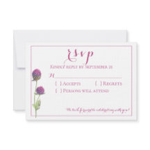 Akvarell Vildros Rosa Blommig Bröllop RSVP