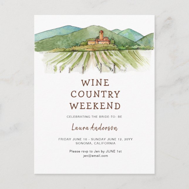 Akvarell Vinstuga Systerparty Helg  Vykort (Framsida)