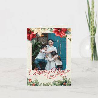 Akvarell Vintage Blommig Röd Julstjärna Hälsningar Helgkort