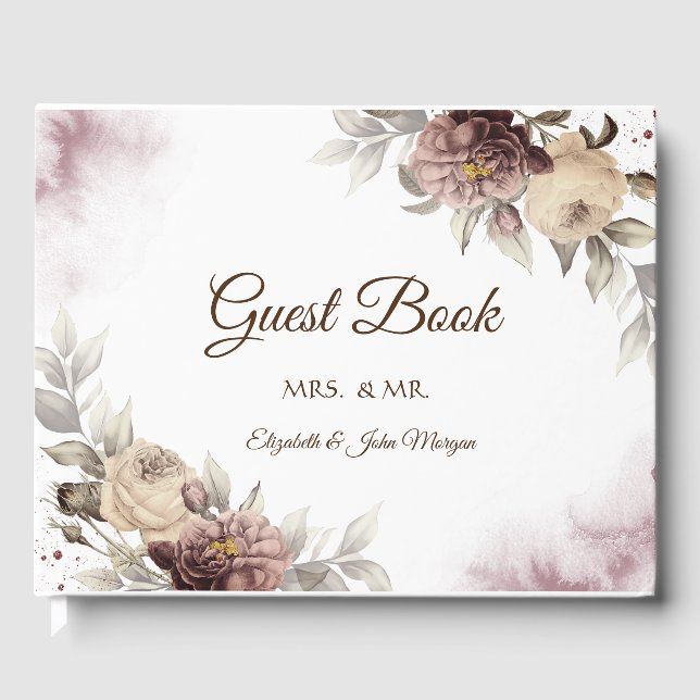 Akvarell Vintage Rosor Gästböcker (Framsida)