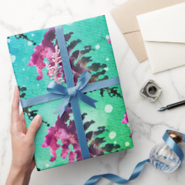 Akvarell Vinter Jul Skog Hjortar Djur W Presentpapper