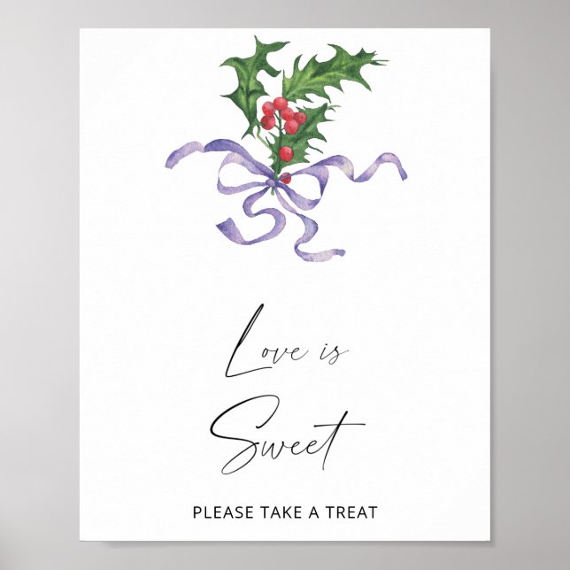 Akvarell vinter - Kärlek är sött ta en godbit Poster (Framsidan)