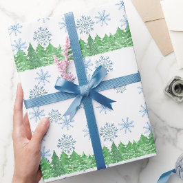 Akvarell Vinter Snö och Träd Presentpapper