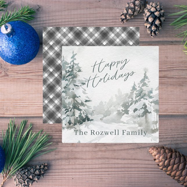 Akvarell Vinter Snöig Landskap Personlig Anteckningskort (Skapare uppladdad)