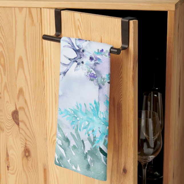 Akvarell Vinterlandskap God Jul Kökshandduk (Thirds Fold)