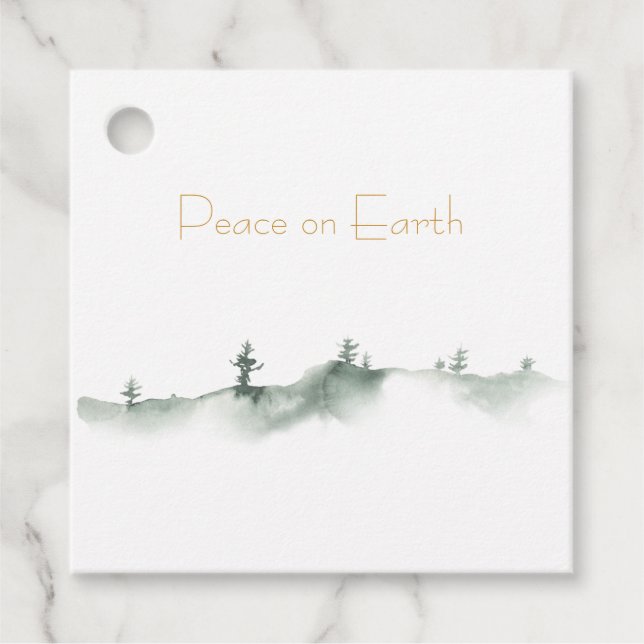 Akvarell Vinterscen Gåvor Etiketter (Framsida)