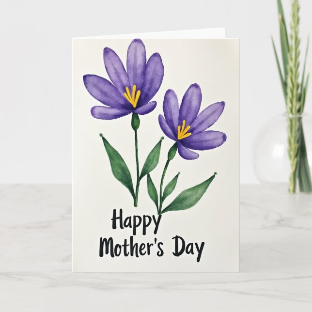 Akvarell Violett Blommig Kort (Framsida)