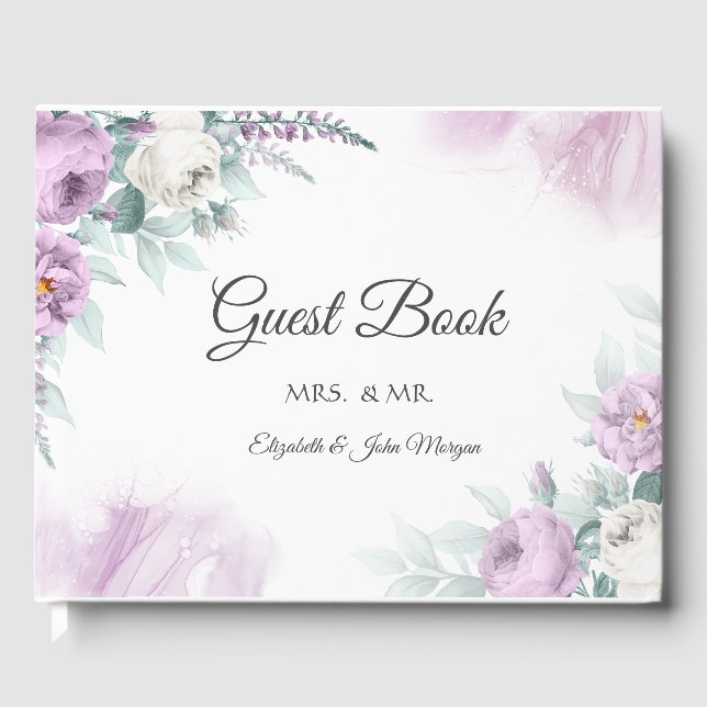 Akvarell Violetta Rosor Gästböcker (Framsida)