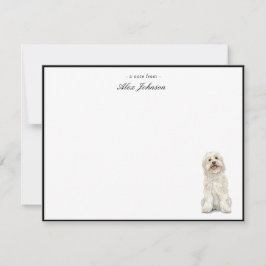 Akvarell Vit Golden Doodle Hund Platt Tack Kort