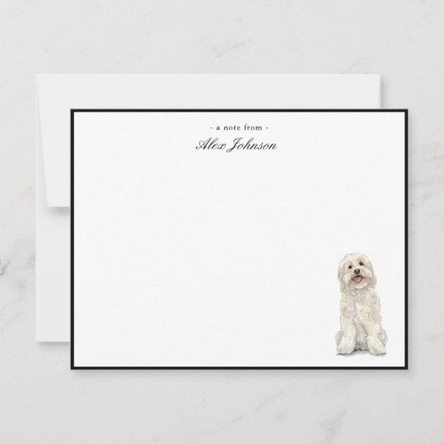 Akvarell Vit Golden Doodle Hund Platt Tack Kort (Framsida)