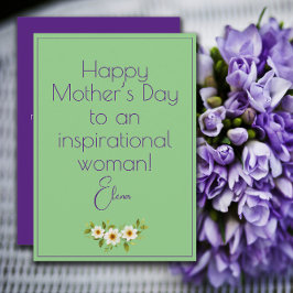 Akvarell vita blommor mor grön kort