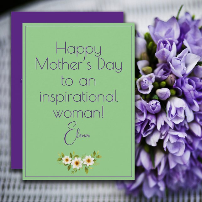 Akvarell vita blommor mor grön kort (Skapare uppladdad)