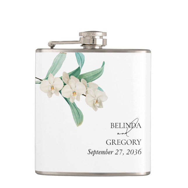 Akvarell Vita Orkidéer Blommig Bröllop Fickplunta (Framsidan)