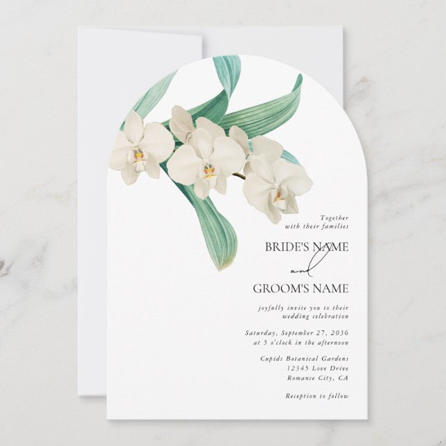 Akvarell Vita Orkidéer Blommig Bröllop Inbjudningar (Framsida)