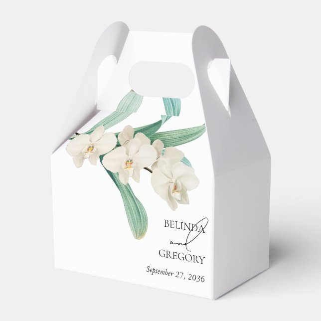 Akvarell Vita Orkidéer Blommig Bröllop Presentaskar (Framsidan Sidan)