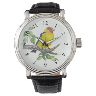 Akvarell Western Tanager Fågel Fågelskådning Fågel Armbandsur